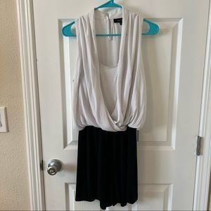 Karen Kane black and white romper (shorts), Sz M, chiffon wrap top